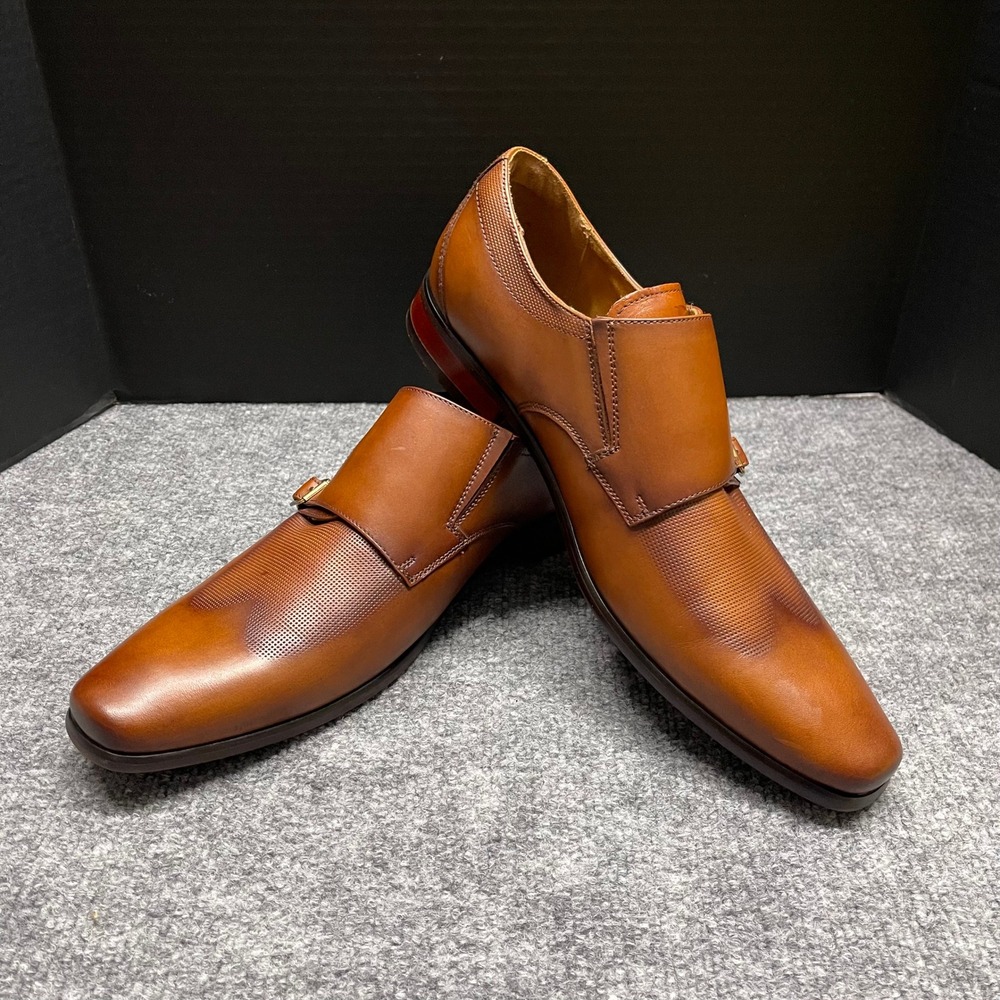 Florsheim Shoes Mens 11 D Cognac Leather Double Monk Strap Tan Dress 11899-221‎